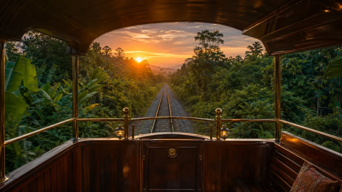 Coche observatorio del Eastern & Oriental Express entre la selva de Malasia